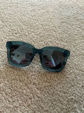Diff Eyewear Green Marbled Square Acetate Sunglasses